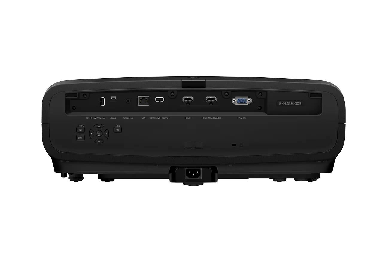 Заден панел на Epson EH-LS12000B с HDMI 2.1 входове