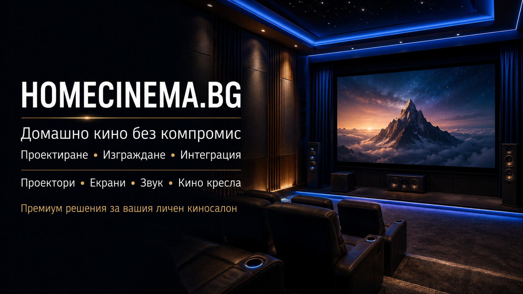 Проектиране и изграждане на домашно кино с проектор, екран, тонколони и кино кресла – HomeCinema.bg
